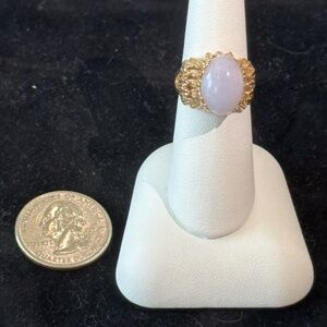 NWT 14K yellow gold with purple jade SZ: 7 Custom made